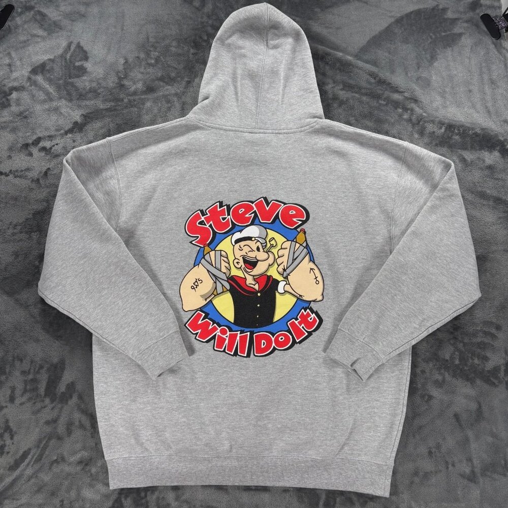 Full Send SteveWillDoIt Popeye Hoodie Men 2XL Gray Pullover Nelk Boys Youtube